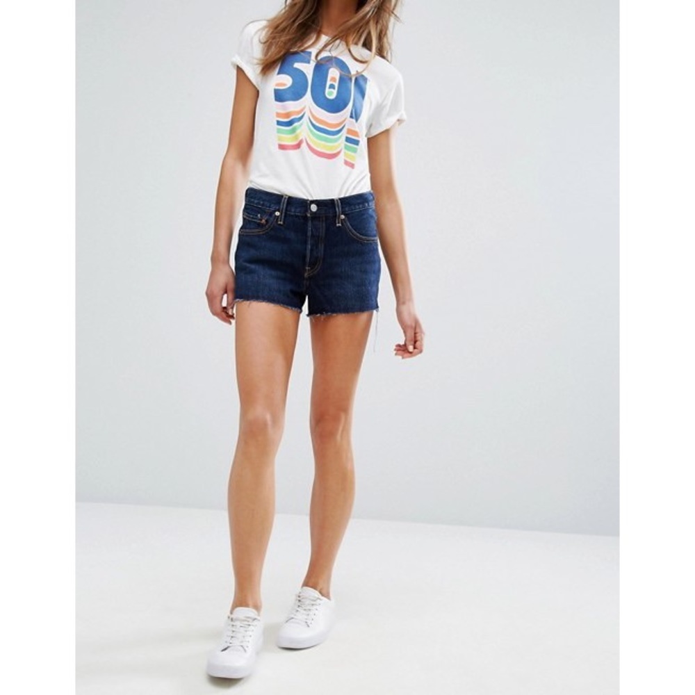 Levi's 501 Frayed Hem Blue Jean Shorts